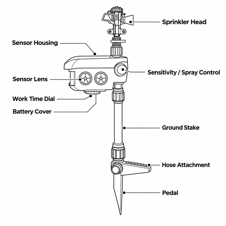 Motion Activated Sprinkler Solar Animal Deterrent for Garden