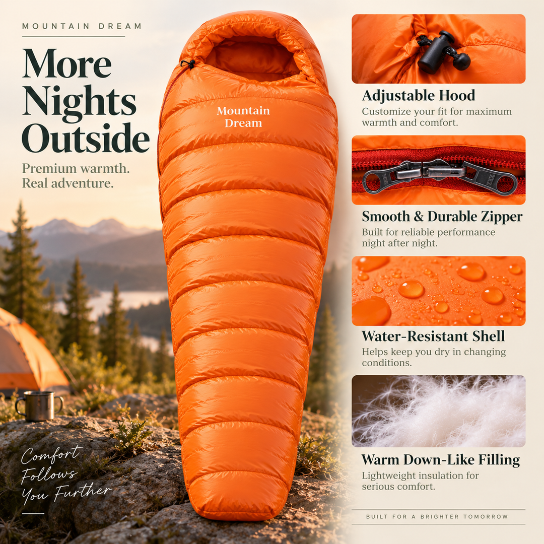 Winter Sleeping Bag Down Insulated for Cold Camping
