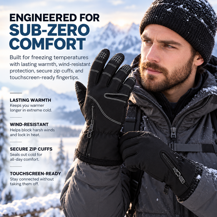Heated Gloves for Men Waterproof Thermal Winter Touchscreen