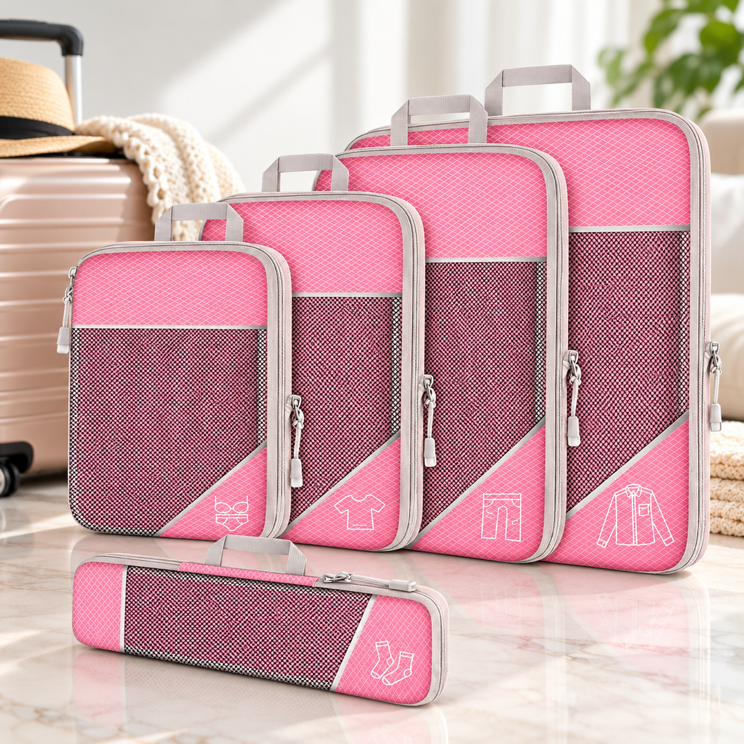 Compression Packing Cubes Travel Luggage Organiser Set