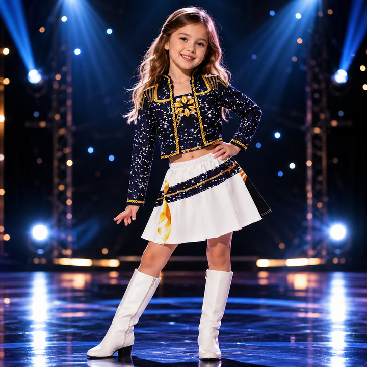 Girls Sequin Idol Costume Stage Performance Dance Outfit
