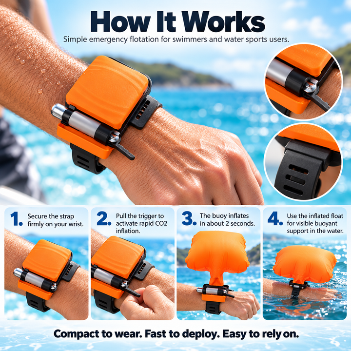 Swimming Safety Inflatable Rescue Bracelet Wristband Anti Drowning Aid