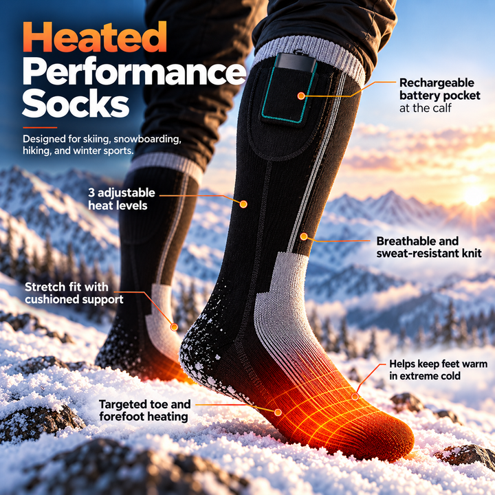 Rechargeable Heated Ski Socks Electric Thermal Skiing Snowboard