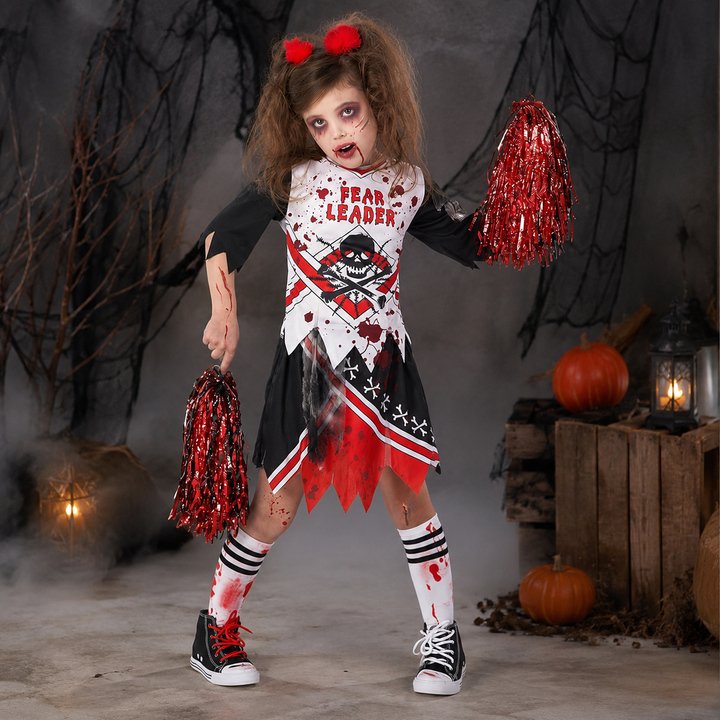 Girls Zombie Cheerleader Costume Halloween Performance