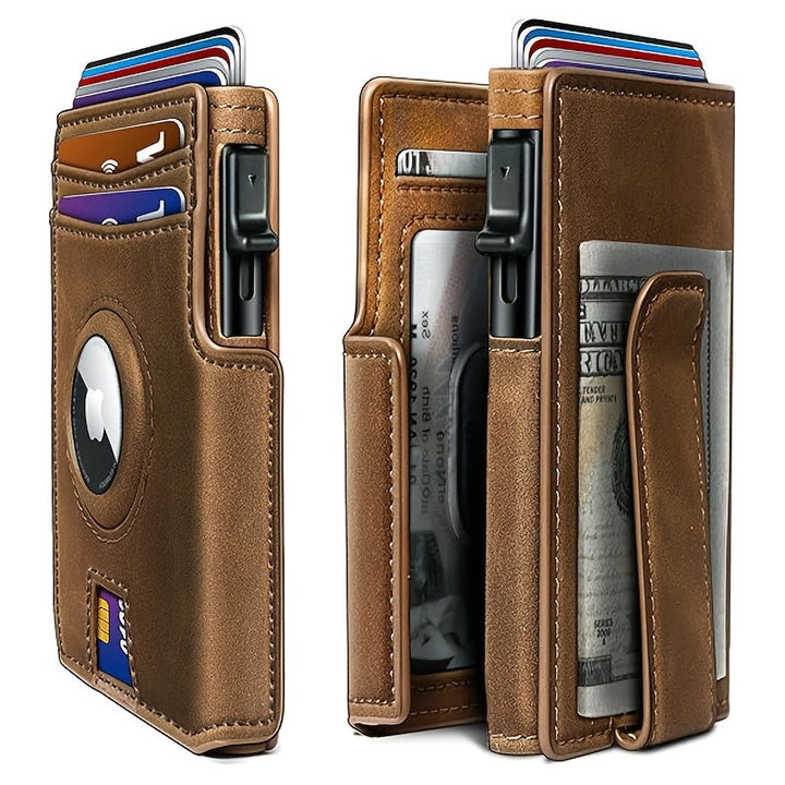 Metal RFID Wallet with Automatic Pop-Up and Airtag Slot