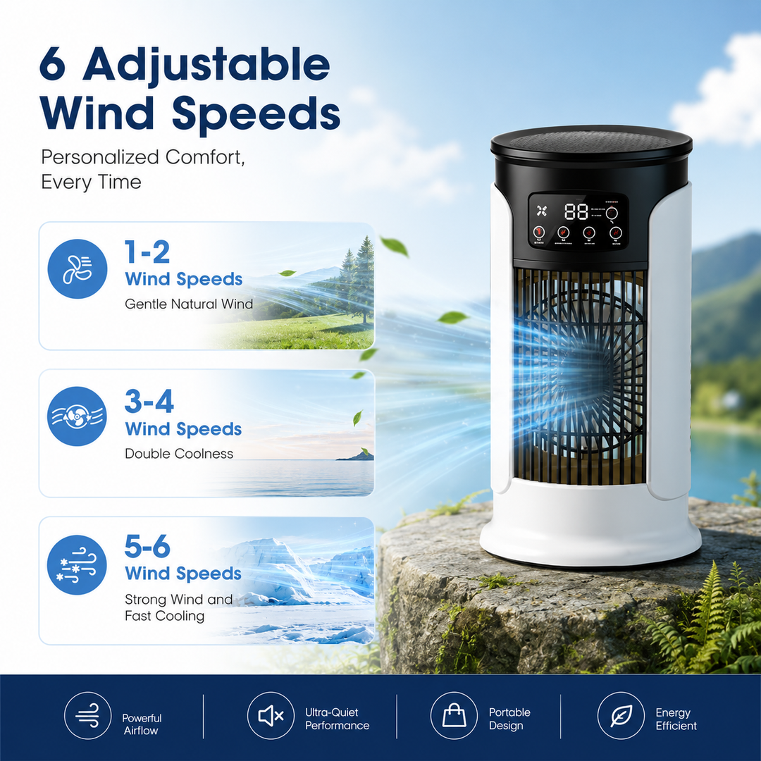 Portable Tower Fan Air Conditioner USB Mini Air Cooler Humidifier