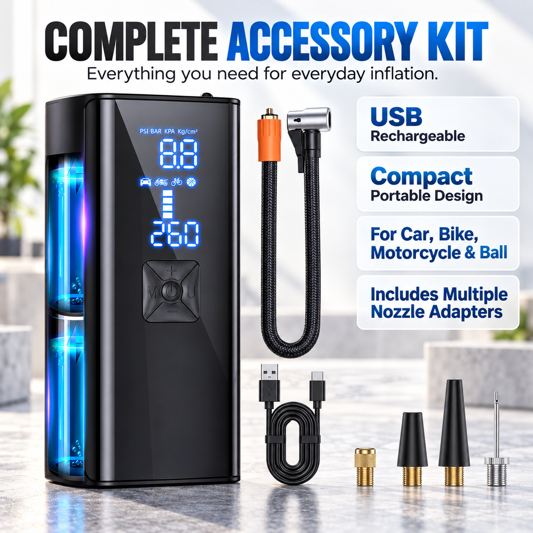 Cordless Tyre Inflator Portable Air Compressor Pump for Car Bike Ball