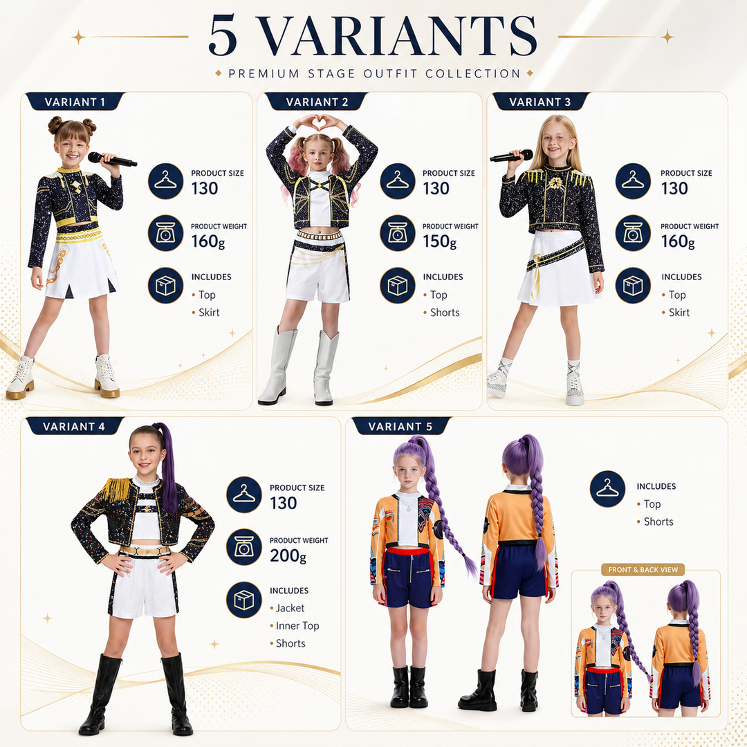 Girls Sparkle Star Print Performance Costume Set Halloween