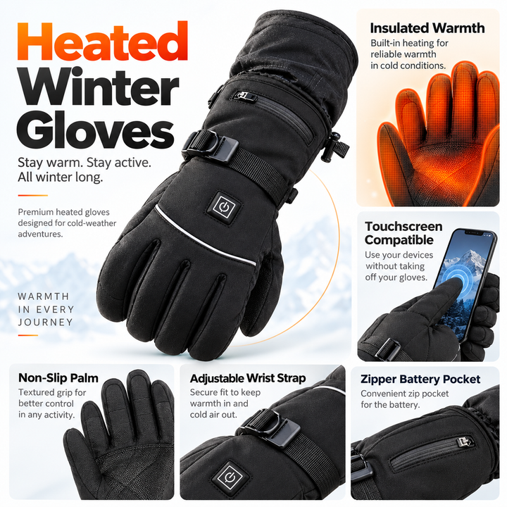 Rechargeable Heated Gloves for Winter Outdoor Warmth