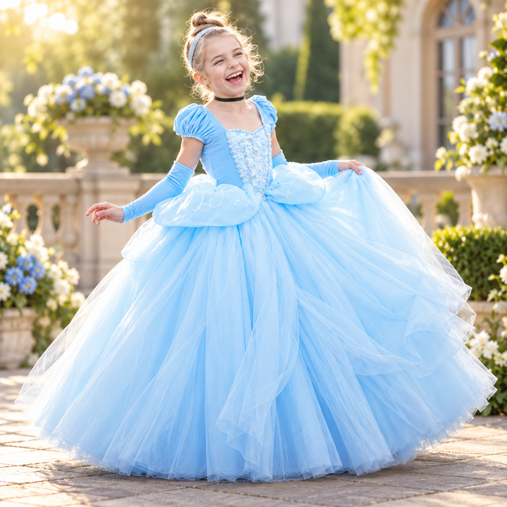 Girls Cinderella Princess Dress Costume Fancy Dress Party Ball Gown
