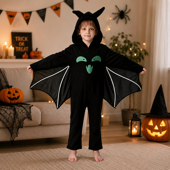 Kids Bat Wings Onesie Costume Glow Halloween Boys Girls