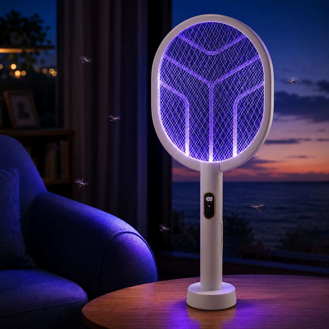Electric Mosquito Swatter Racket 3000V Type-C Mosquito Killer Lamp