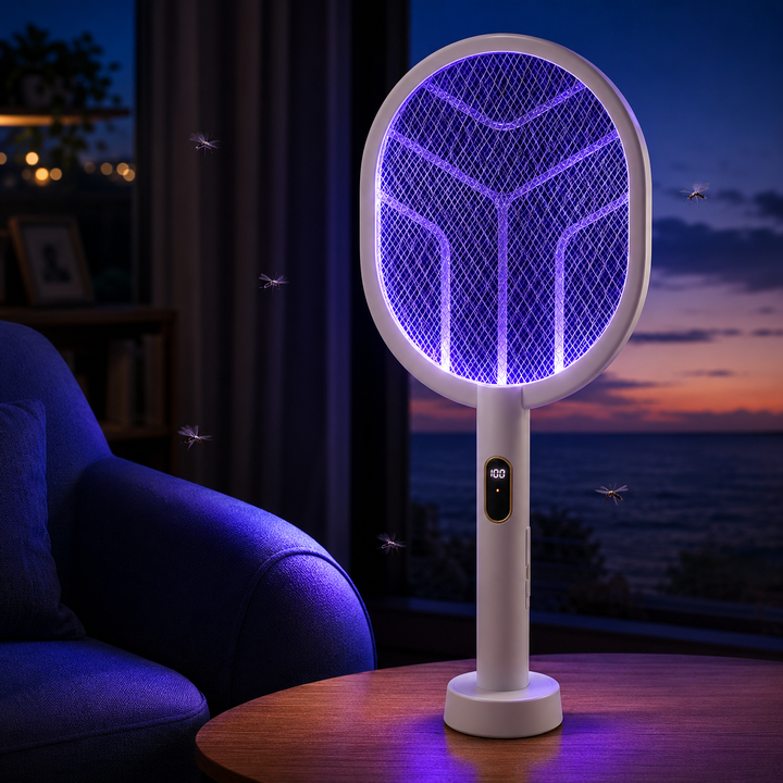 Electric Mosquito Swatter Racket 3000V Type-C Mosquito Killer Lamp