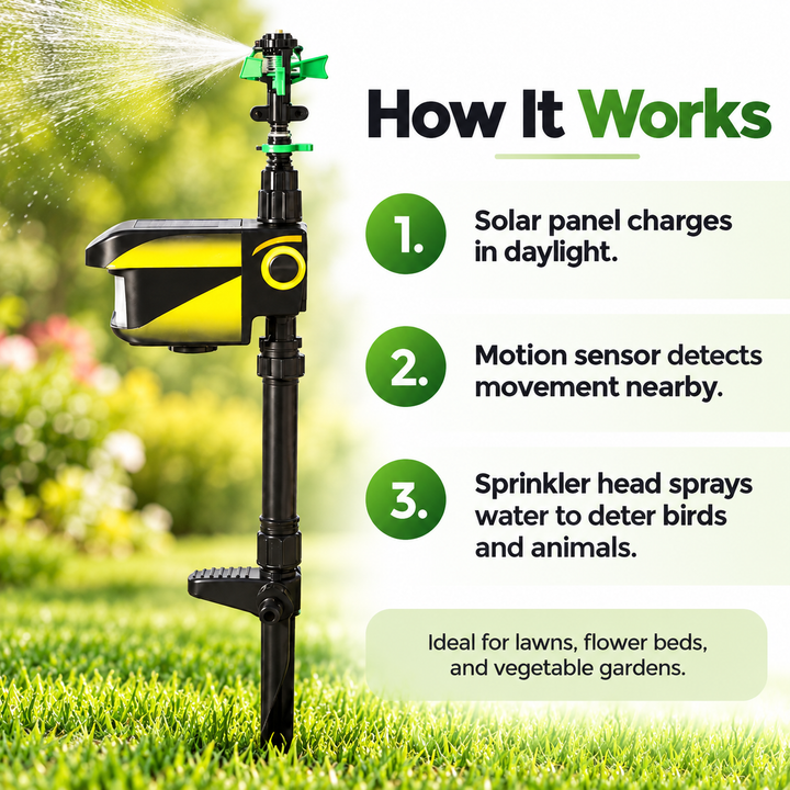 Motion Activated Sprinkler Solar Animal Deterrent for Garden