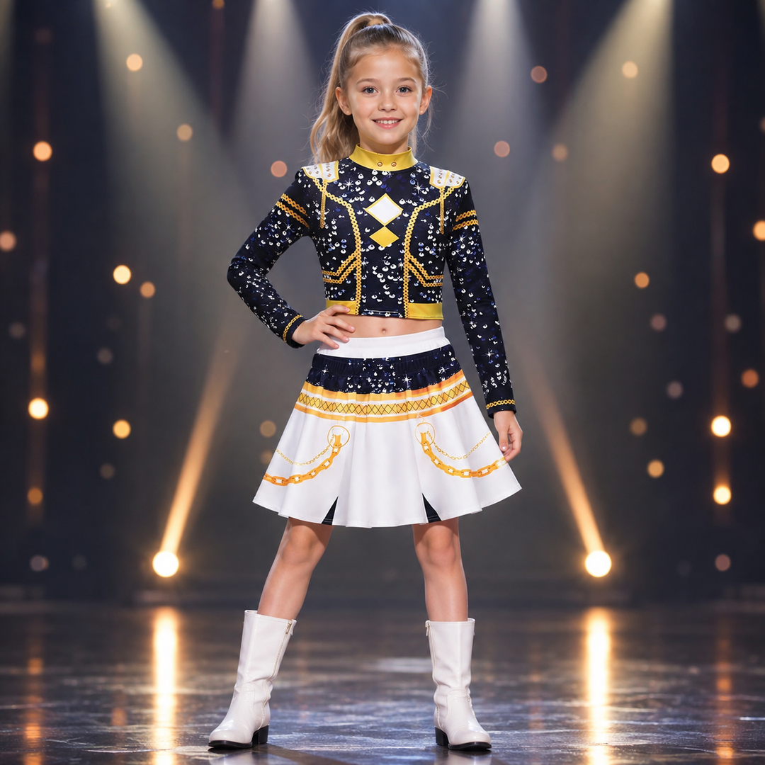 Girls Sequin Idol Costume Stage Performance Dance Outfit