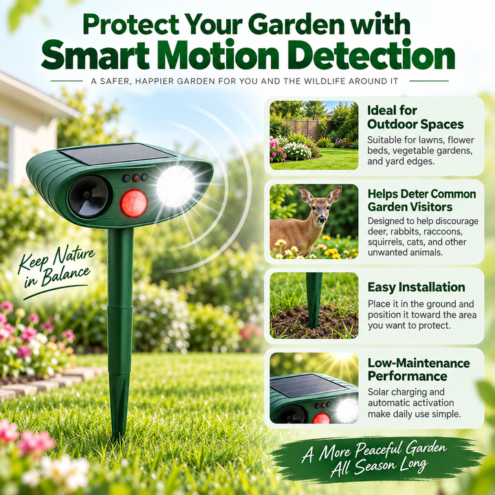Solar Ultrasonic Deer Repeller 4 Pack Garden Deterrent