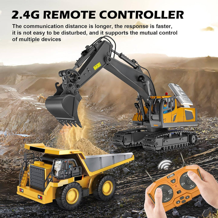 Remote Control 4WD Excavator Bulldozer Dump Truck Toy Vehicle