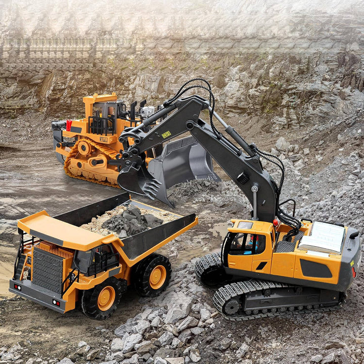 Remote Control 4WD Excavator Bulldozer Dump Truck Toy Vehicle