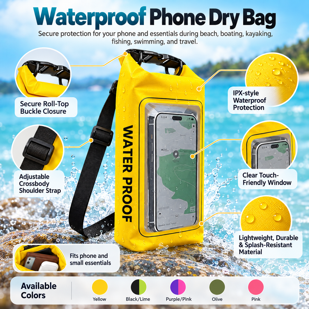 Waterproof Phone Pouch Universal Dry Bag for Smartphones 7 Inch