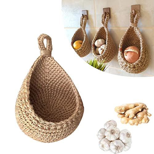 Jute Wall Mounted Storage Basket Organizer Set