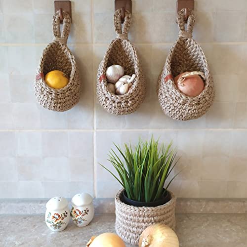 Jute Wall Mounted Storage Basket Organizer Set
