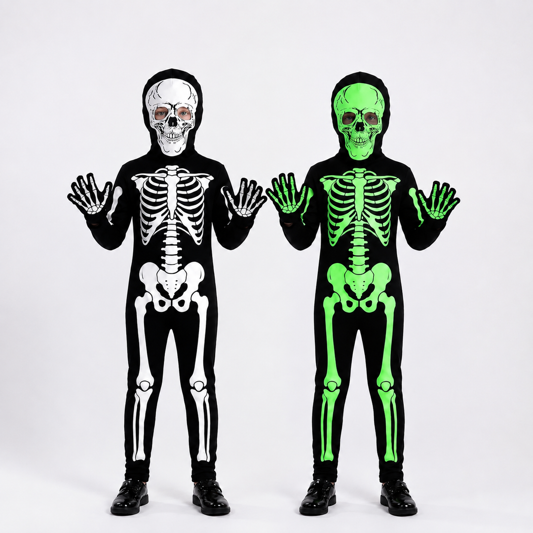 Kids Glow in the Dark Witch Skeleton Dress Costume