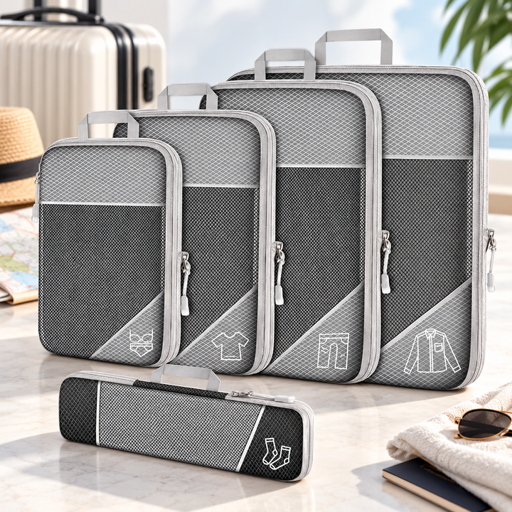 Compression Packing Cubes Travel Luggage Organiser Set