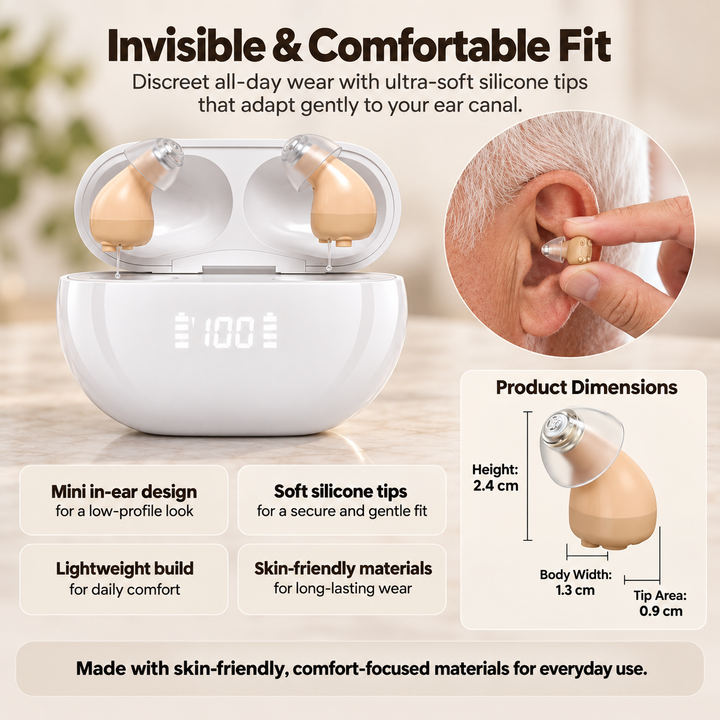 Rechargeable Sound Amplifier Hearing Aids Discreet In Ear Bluetooth