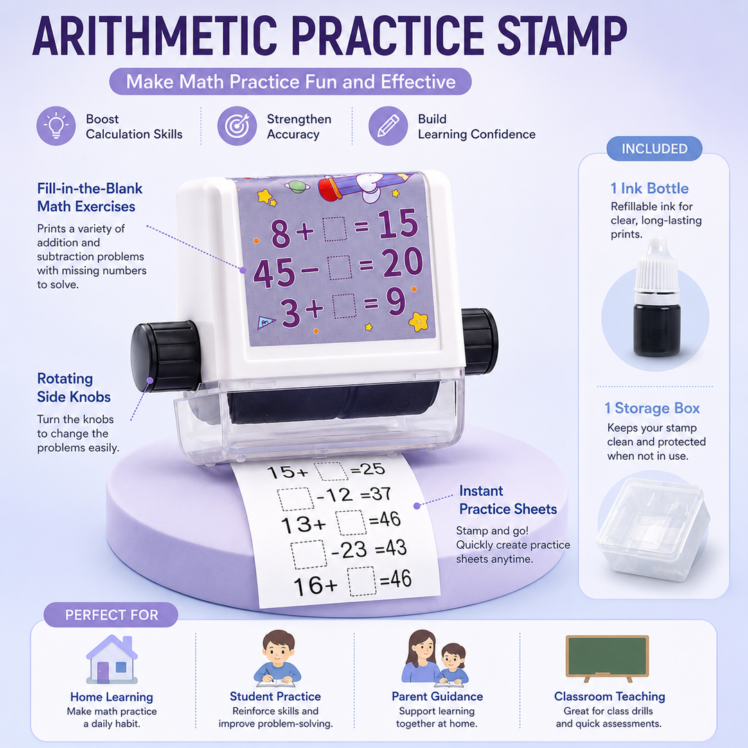 Addition Subtraction Math Practice Roller Stamp for Kids