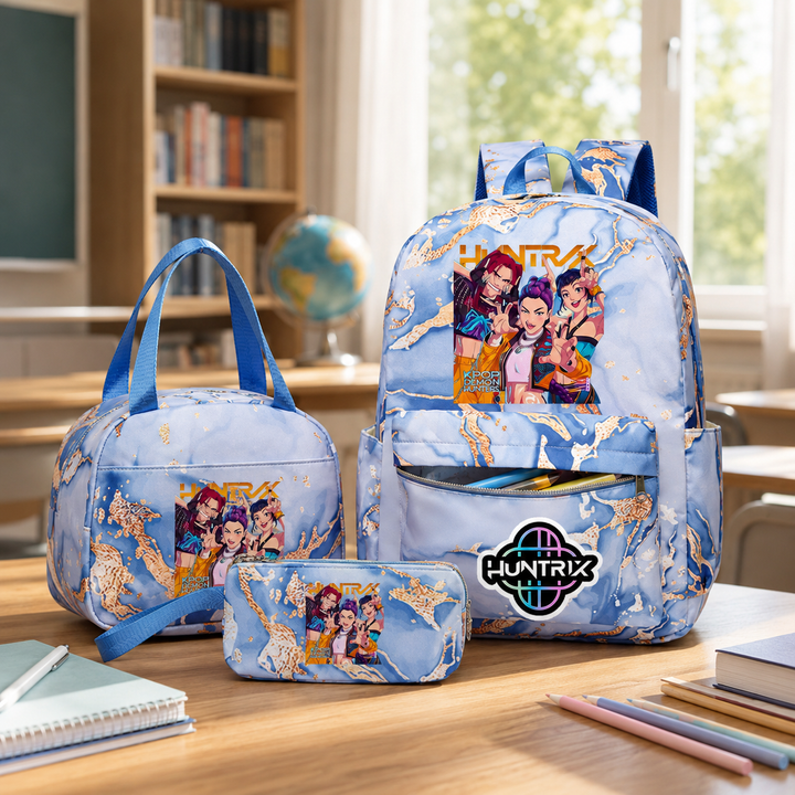 KPop Demon Hunters 3-Piece School Backpack Set with Lunch Bag and Pencil Case for Girls