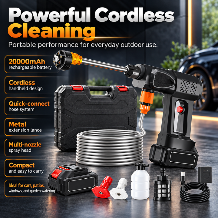 Cordless Pressure Washer Portable Power Cleaner 6 Spray Modes 300W