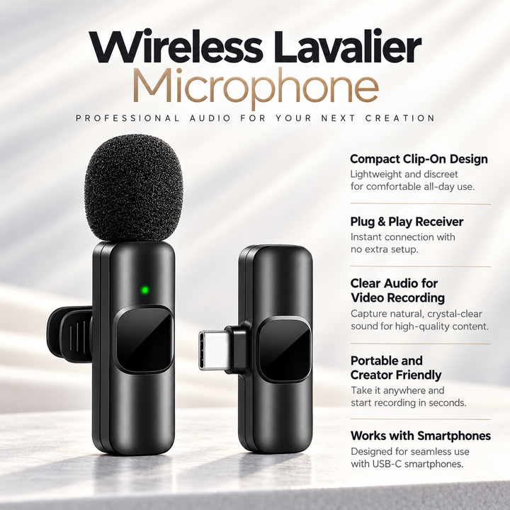 Mini Wireless Lavalier Microphone for Phone Content Creators