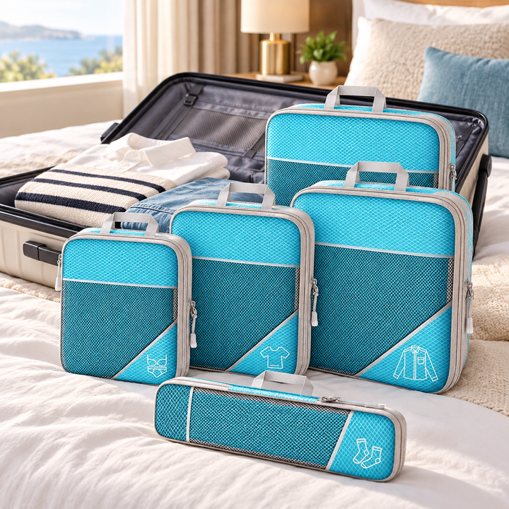 Compression Packing Cubes Travel Luggage Organiser Set
