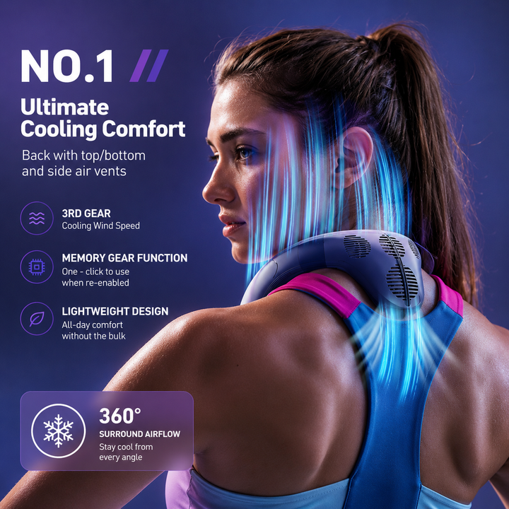 Bladeless Neckband Personal Cooling Fan Wearable Hands-Free Fan