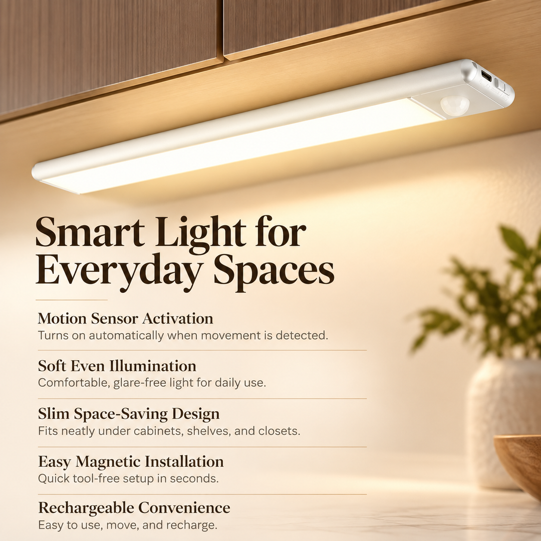 Magnetic Motion Sensor Light USB Rechargeable Silver LED Night Light