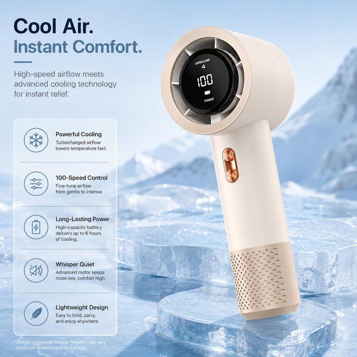 Portable Handheld Bladeless Mini USB Rechargeable Fan with LED