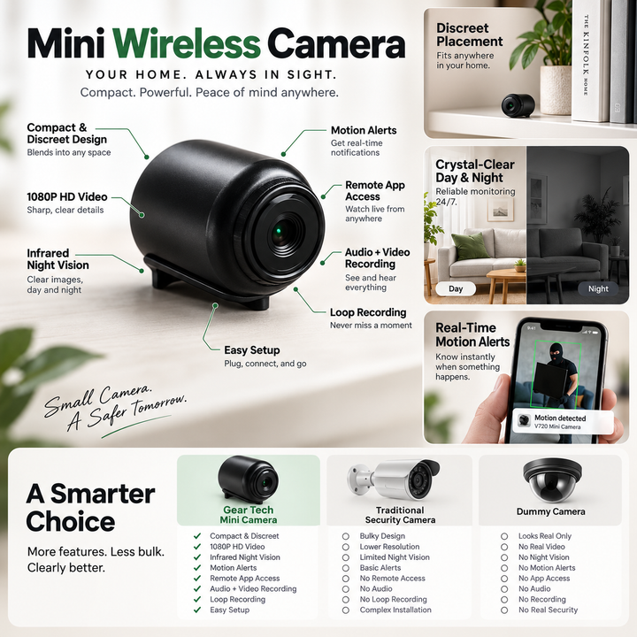 Mini Wireless Spy Camera Nanny Cam with Night Vision