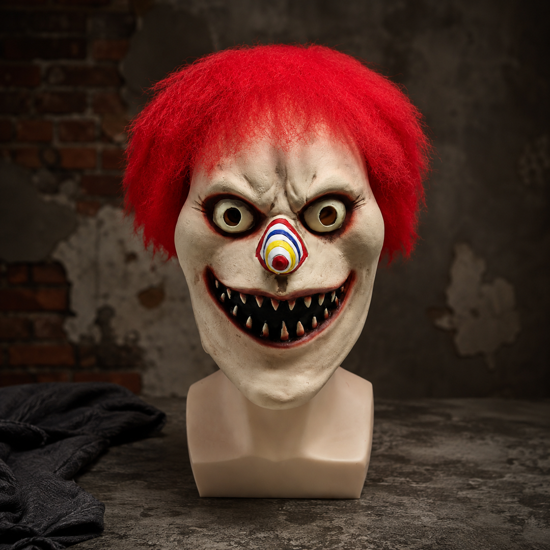 Evil Clown Mask Red Hair Halloween Horror Scary Adult