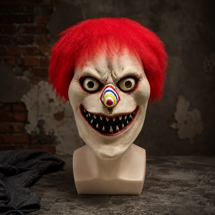 Evil Clown Mask Red Hair Halloween Horror Scary Adult