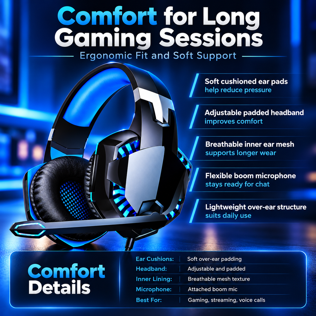 Gaming Headphones Over Ear Stereo Headset Mic for PC PS Xbox