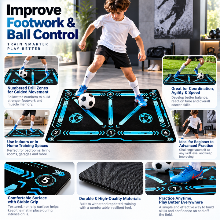 Football Training Mat Anti Slip 2x2m Skills Program Soccer