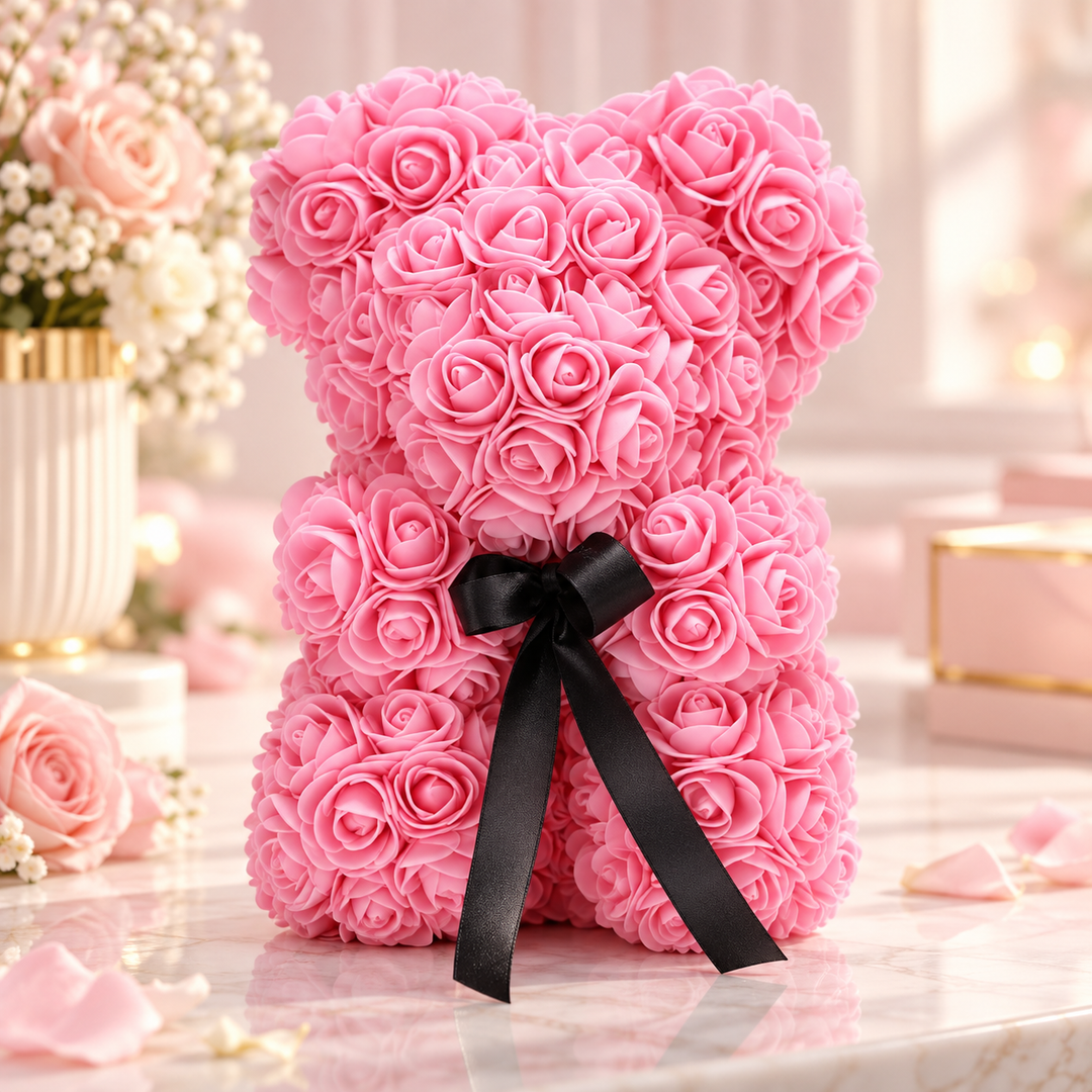Rose Bear Handmade Luxury Flower Teddy Bear Gift for Her