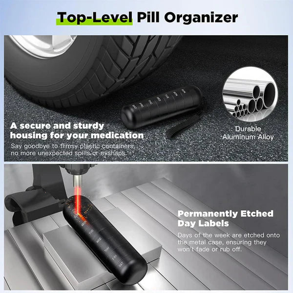 7 Day Aluminum Portable Pill Organizer Box Travel Medicine Container