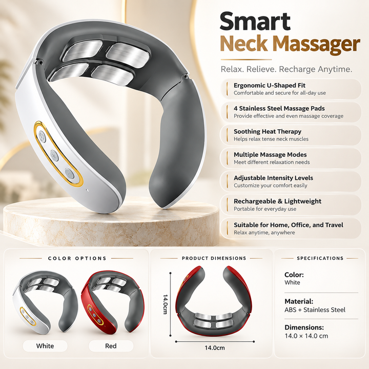 Smart 4D Neck and Shoulder Massager with Heat Cordless Deep Kneading