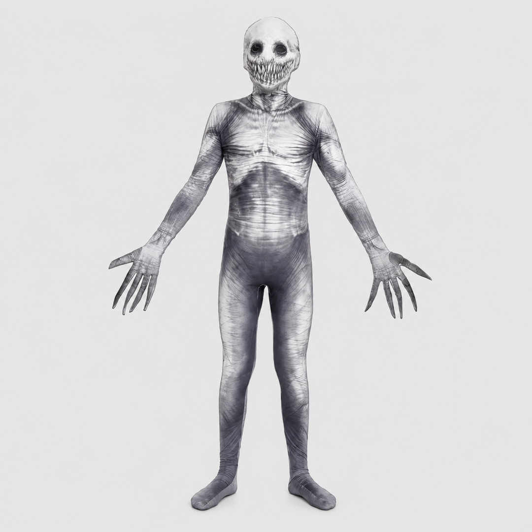 Mens Slenderman Faceless Bodysuit Costume Halloween Horror