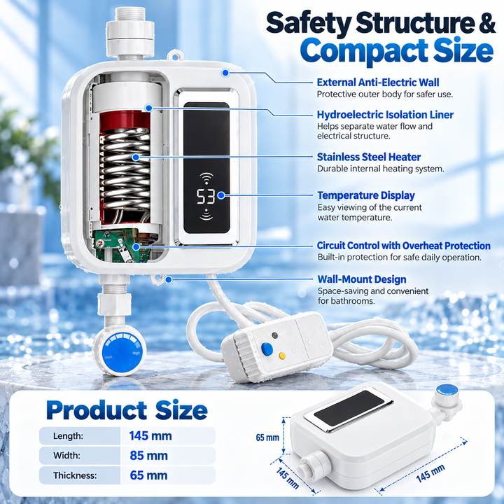 Portable Tankless Water Heater Electric 3500W Instant Hot Water