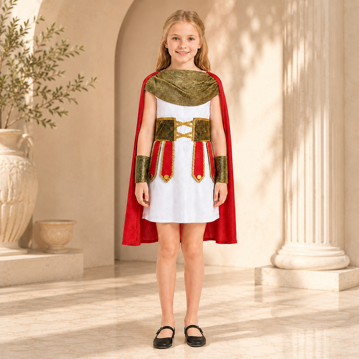 Girls Roman Warrior Costume with Cape Halloween