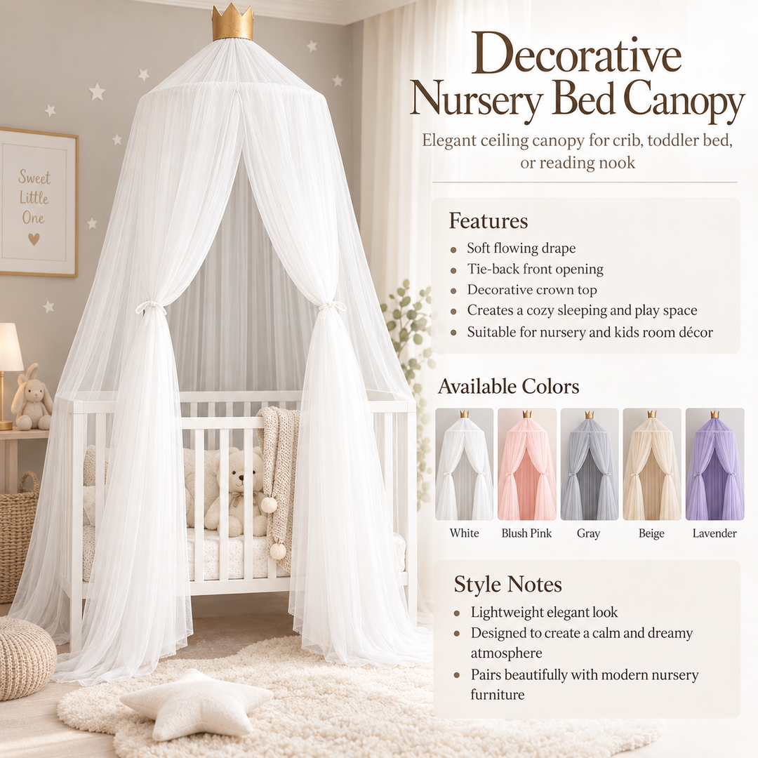 Baby Bed Curtain Round Crib Canopy Mosquito Net for Nursery Cot