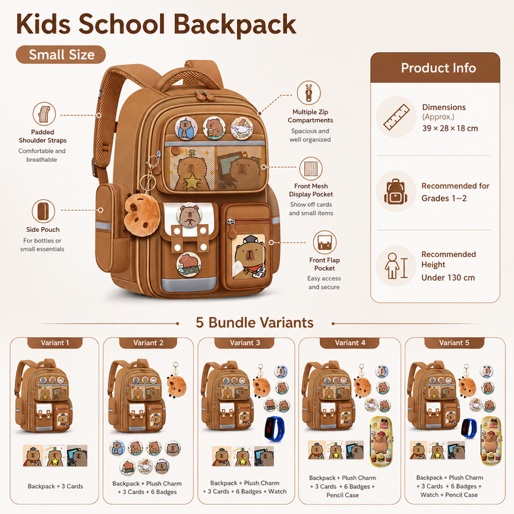 Kapibala Kids Large Capacity Primary School Backpack