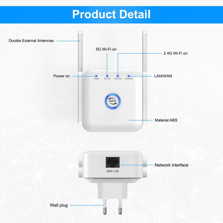 5G WiFi Extender Wireless Signal Booster Router Range Repeater